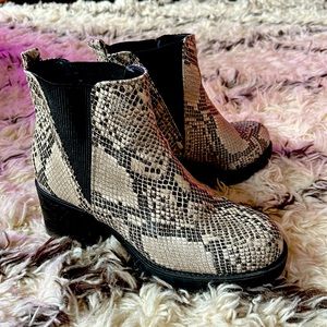 Mia snakeskin print boots